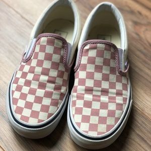 Vans pink checked shoes woman’s us 7 EUC